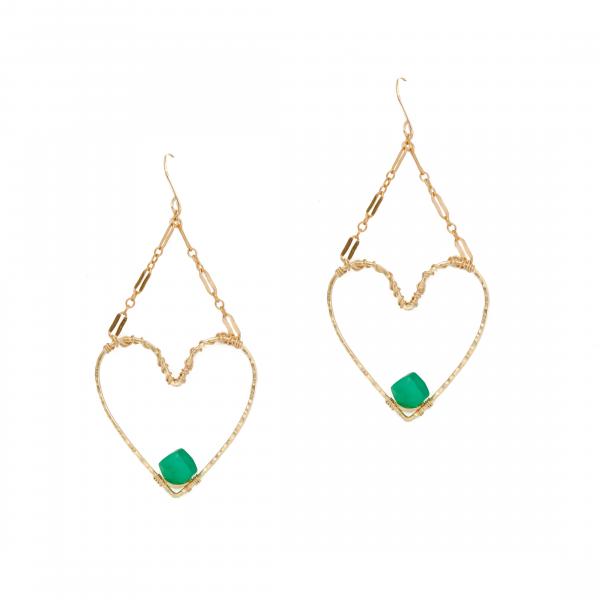 Green Chalcedony Heart Earrings