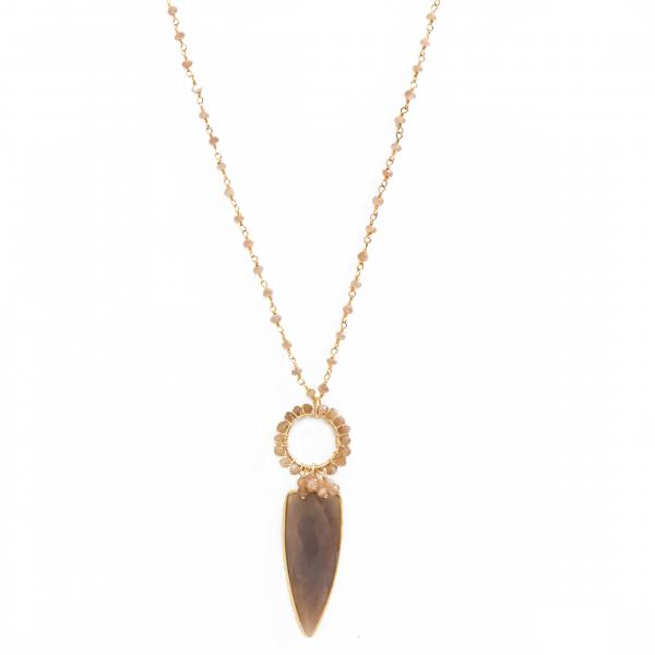 Chocolate Moonstone Long Gold Fill Necklace