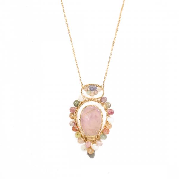 Amara's Gold Pink Quartz Necklace