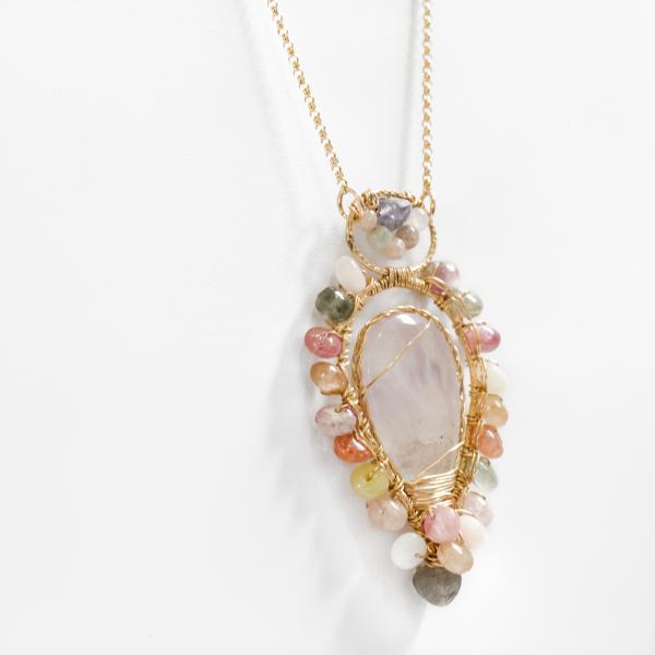 Amara's Gold Pink Quartz Necklace picture