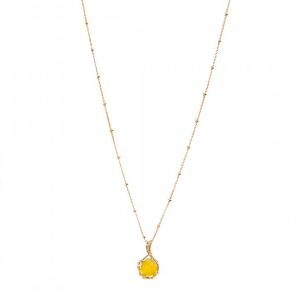 Yellow Chalcedony Teardrop Necklace