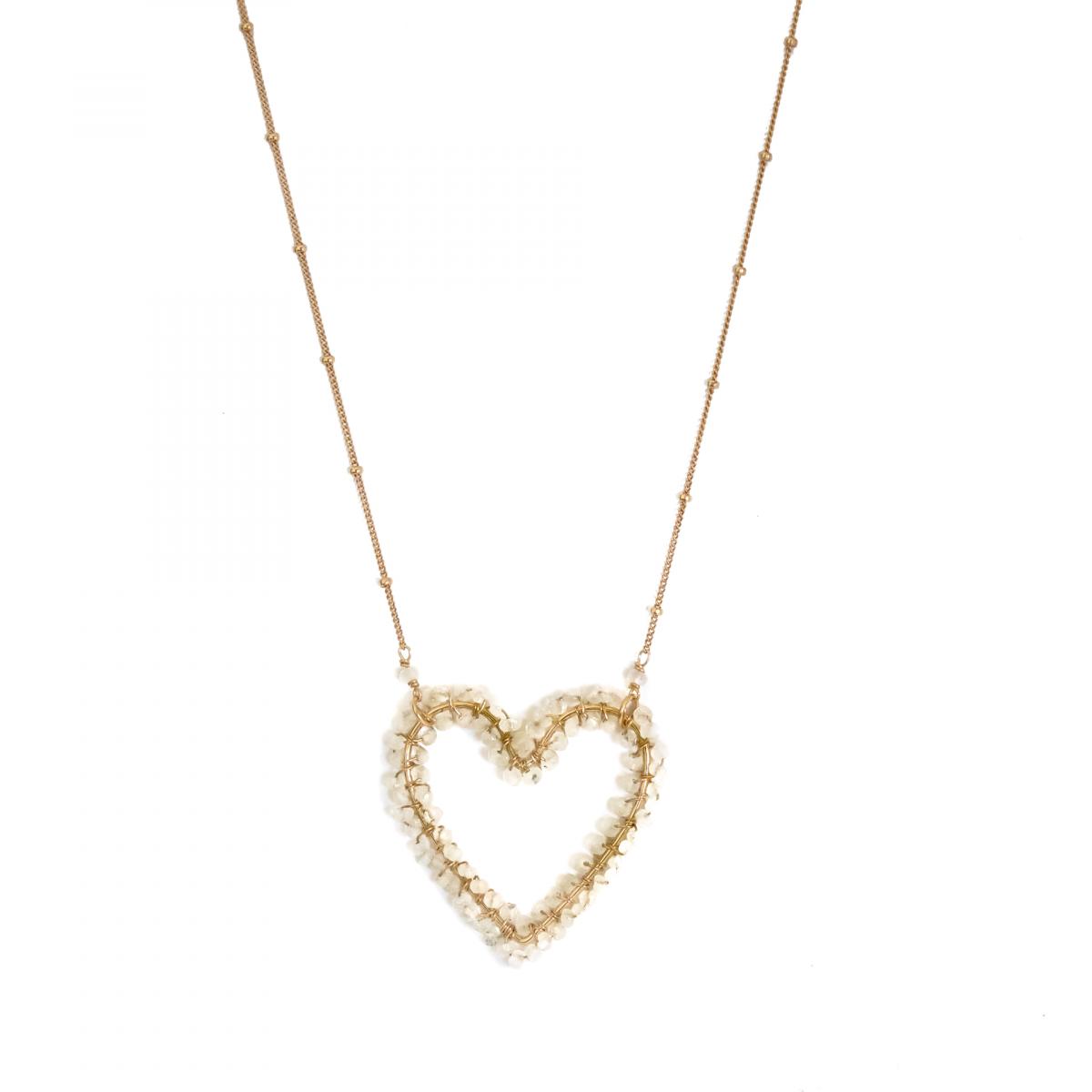 Rainbow Moonstone Fill Heart Necklace picture