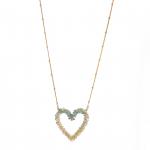 Multi Color Beryl Gold Fill Heart Necklace