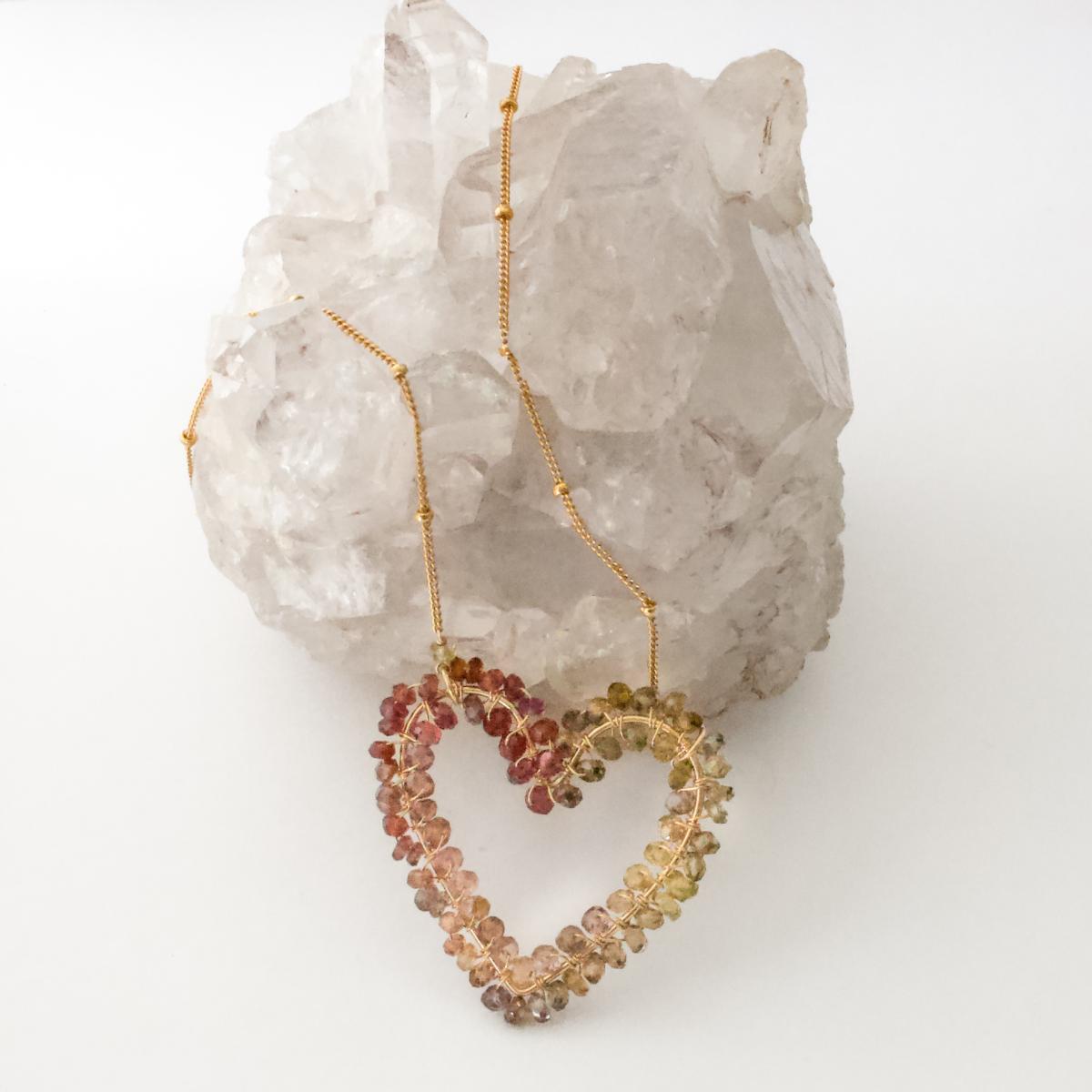 Toumaline Gold Fill Heart Necklace picture