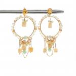Aquamarine and Peach Moonstone Earrings