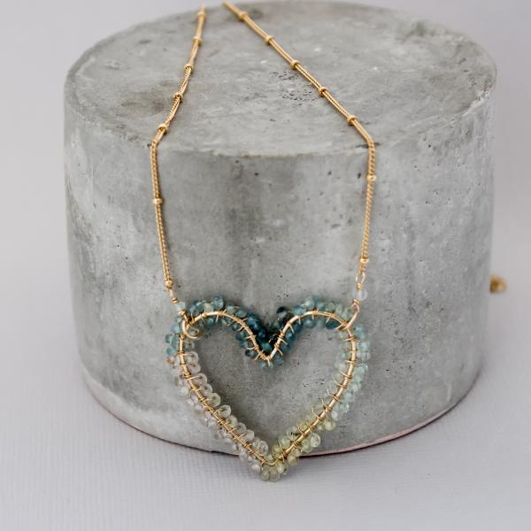 Multi Color Beryl Gold Fill Heart Necklace picture