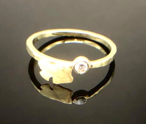 Ginkgo and diamond ring