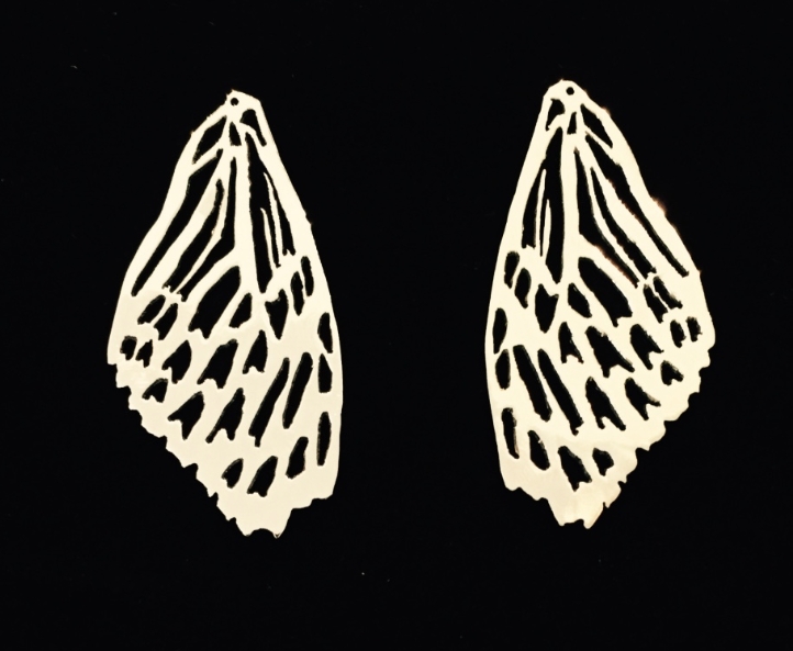 Zebra butterfly wing earrings picture