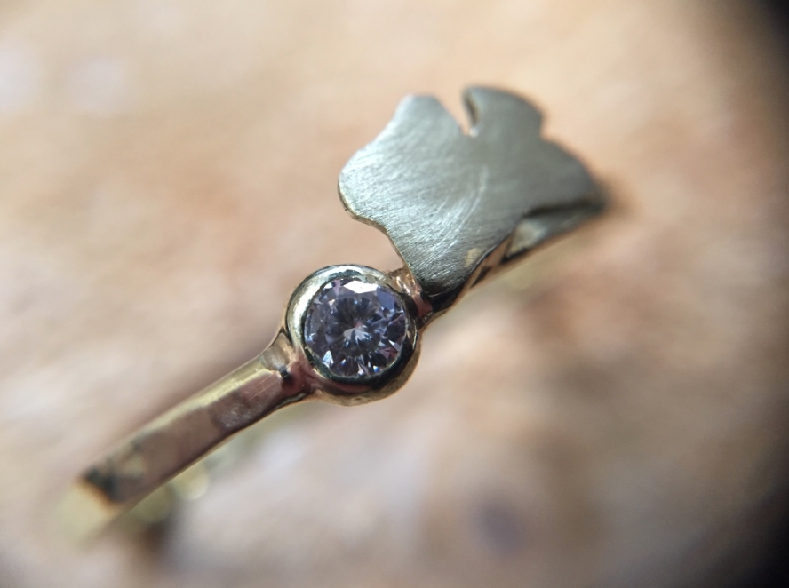 Ginkgo and diamond ring picture