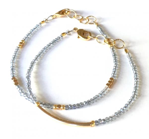 Crescent Labradorite and Gold Nugget Bracelets