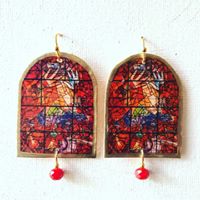 Marc Chagall Stained-Glass Postage-Stamp Earrings