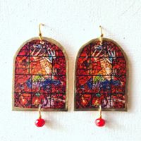 Marc Chagall Stained-Glass Postage-Stamp Earrings picture