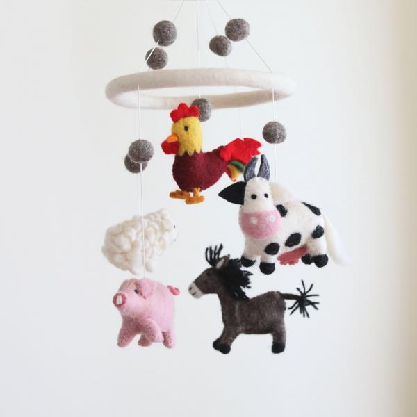 Farm animal baby mobile picture