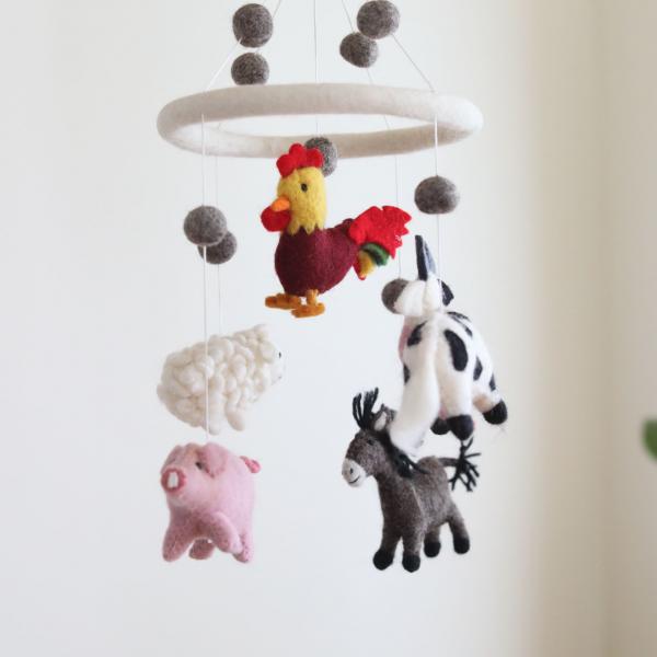 Farm animal baby mobile