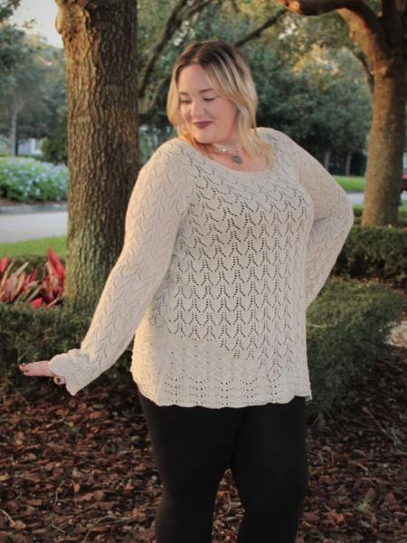 Taupe Crochet Sweater - Plus picture