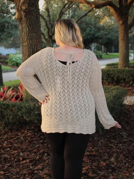 Taupe Crochet Sweater - Plus picture