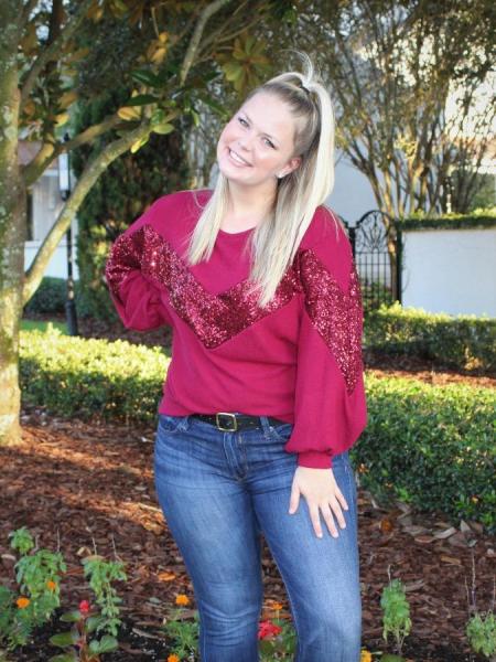 Sequin Sweater - Burgundy picture