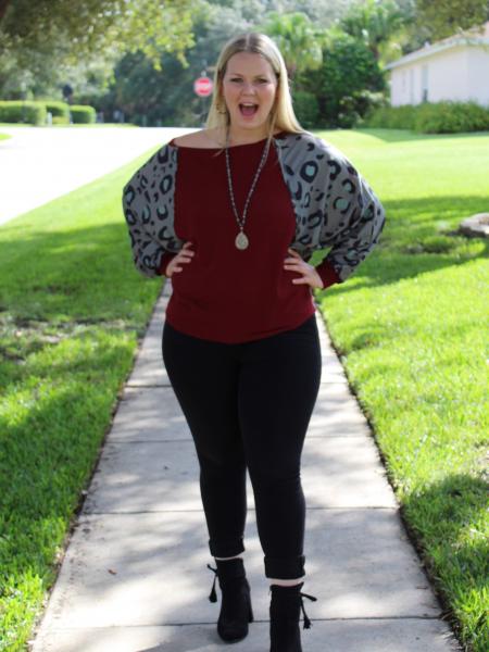 Maroon Waffle Knit Top picture