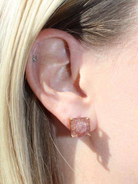 Square Stud Earrings - Brown picture