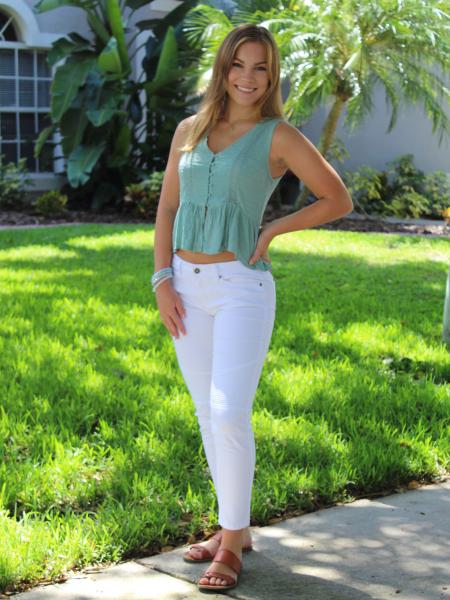 White Skinny Moto Jeans picture