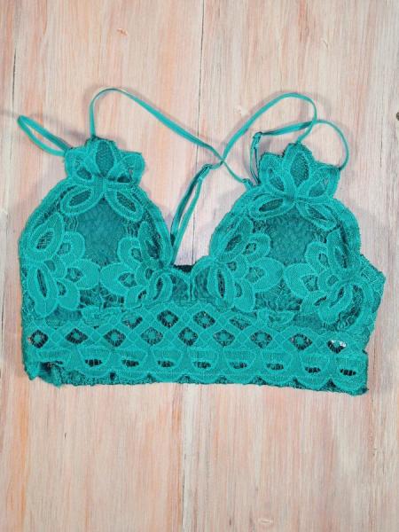 Teal Green Lace Strappy Bralette