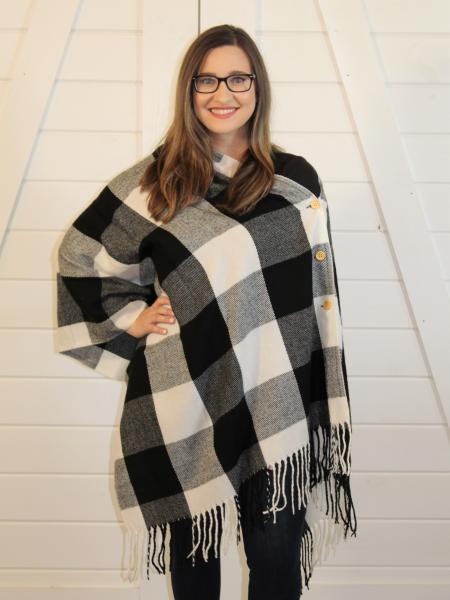 Buffalo Plaid Button Scarf/Wrap picture