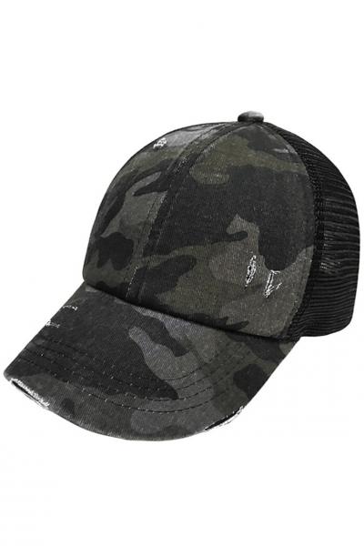 Baseball Pony Cap - Black Camo picture