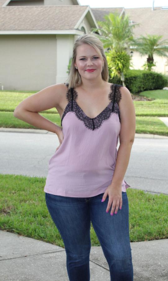 Dusty Pink Lace Tank picture