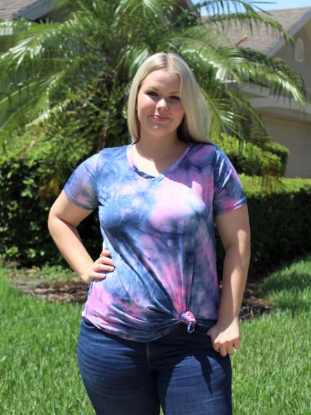 Pink & Navy Tie Dye Top picture