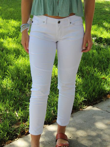 White Skinny Moto Jeans picture