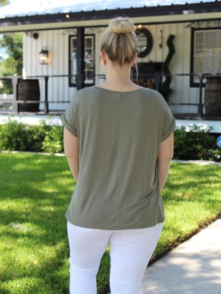 Sequin Pocket Top - Olive picture