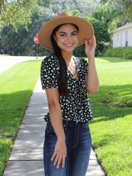 Black Flower Print Blouse picture