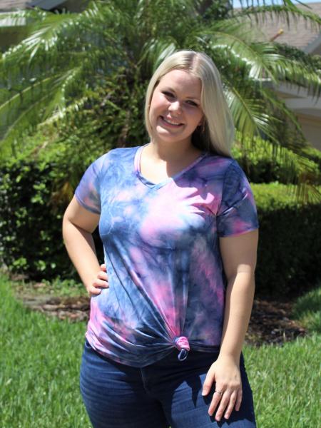 Pink & Navy Tie Dye Top picture