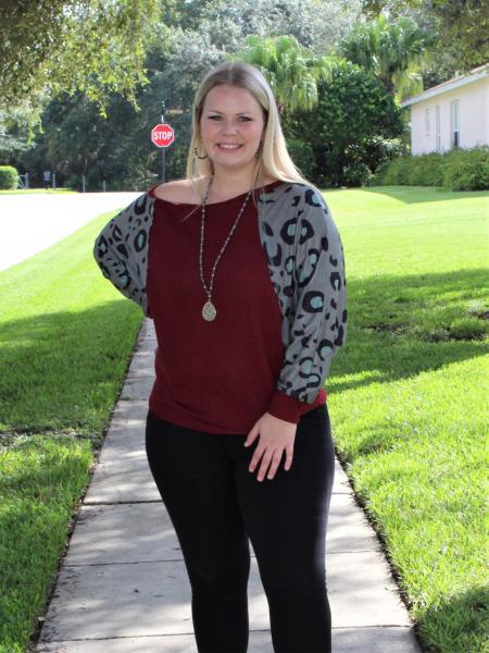 Maroon Waffle Knit Top picture