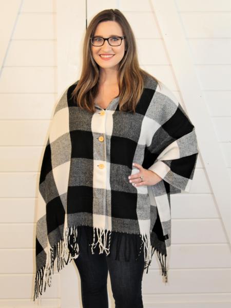 Buffalo Plaid Button Scarf/Wrap picture