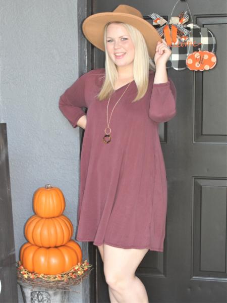 Burgundy Swing Dress