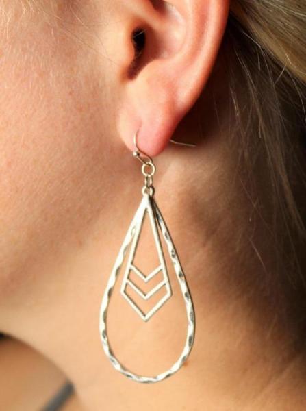 Hammered Teardrop Earrings - Silver picture