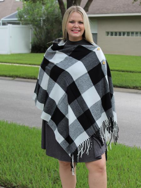 Buffalo Plaid Button Scarf/Wrap picture