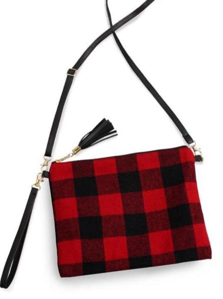 Buffalo Plaid Wristlet - Red