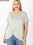 Sage Front Knot Top