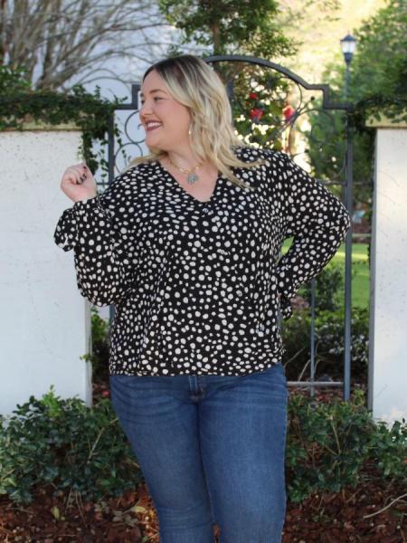 Black Animal Print Blouse picture