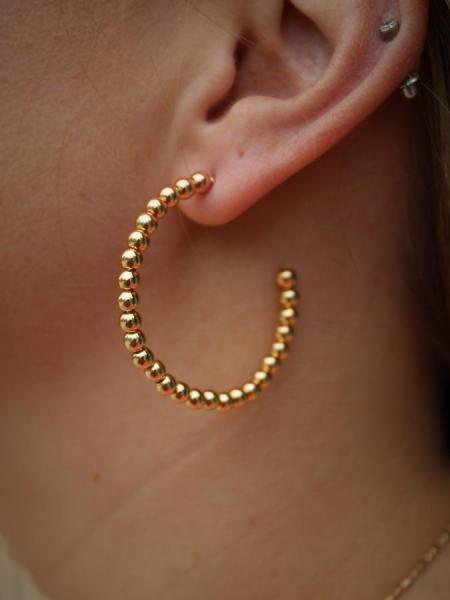 Margo Beaded Hoops - Gold