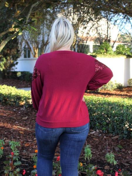 Sequin Sweater - Burgundy picture