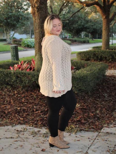Taupe Crochet Sweater - Plus picture