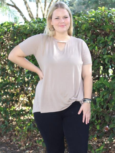 Taupe Open Neck Top picture
