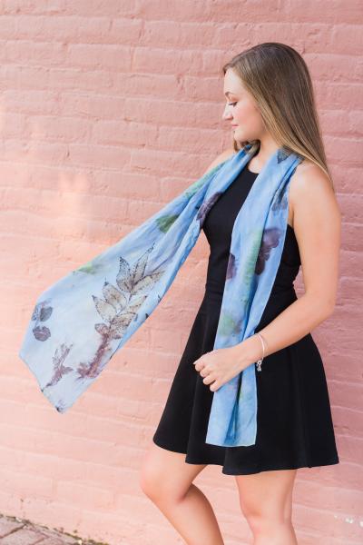 Leaf Printed Silk Scarf picture