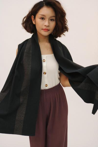 Black Cotton Blanket Scarf picture