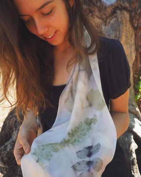 Leaf Printed Silk Scarf picture