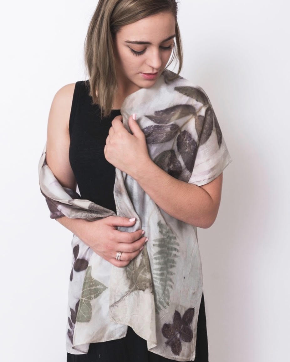 Leaf Printed Silk Scarf picture