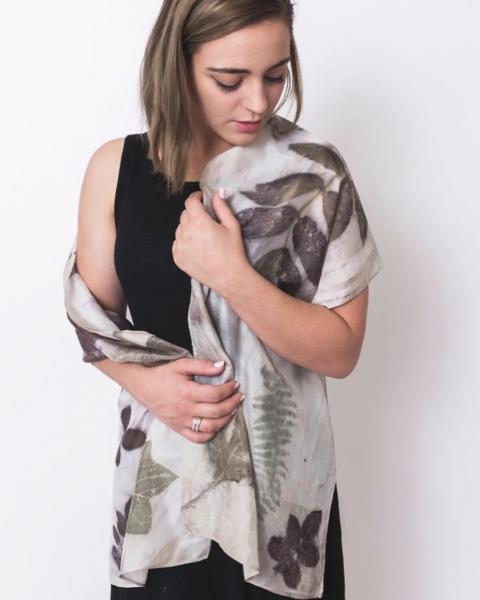 Leaf Printed Silk Scarf picture